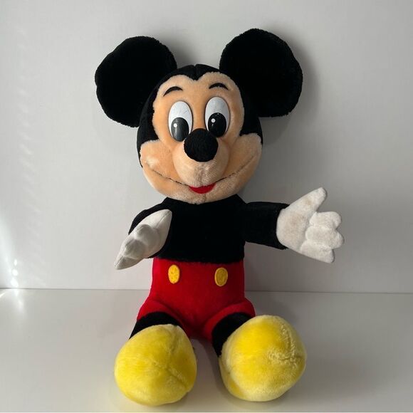 Vintage Disney Mickey Mouse Plush with tail seated 16 inches